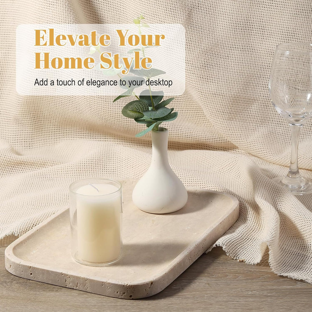 Beige travertine stone vanity tray