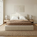 Boucle upholstered queen cloud bed frame