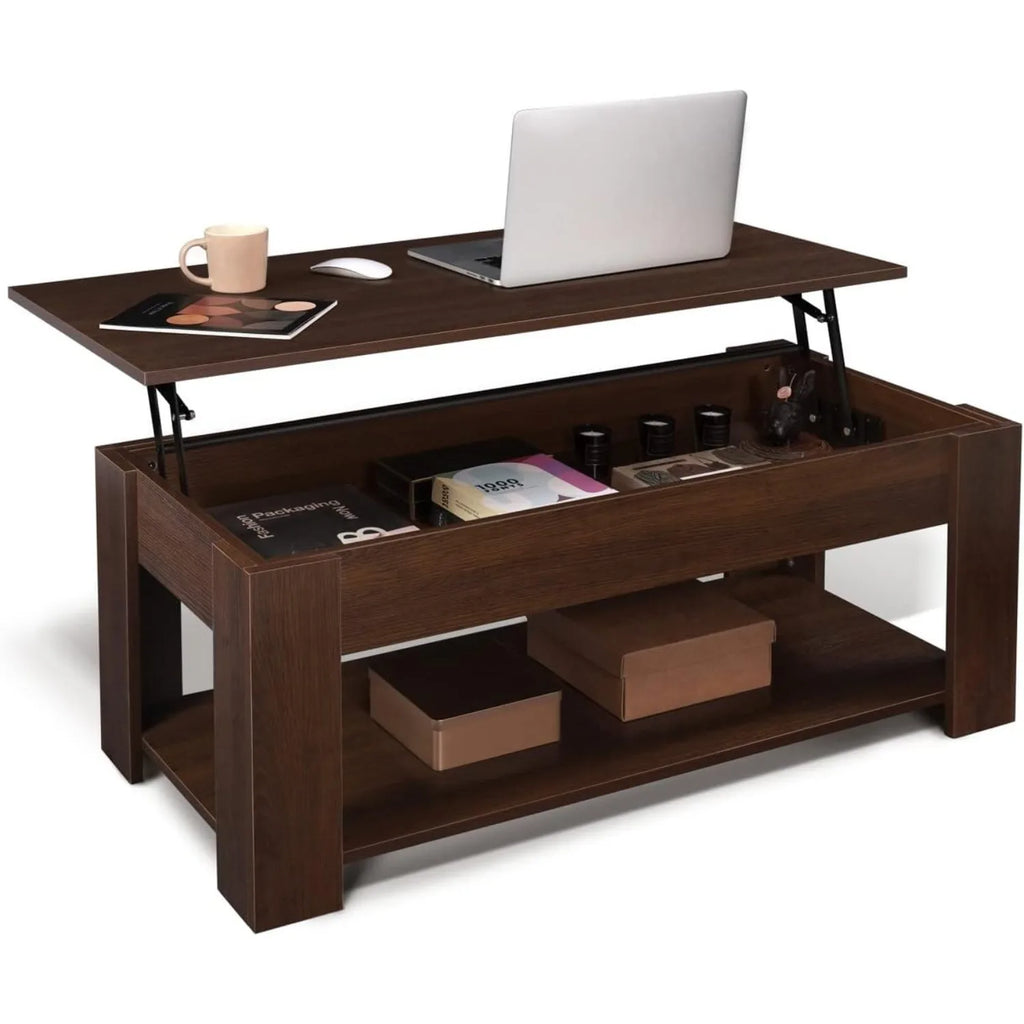 41" Lift Top Coffee Table with Hidden Storage Compartment & Rising Tabletop