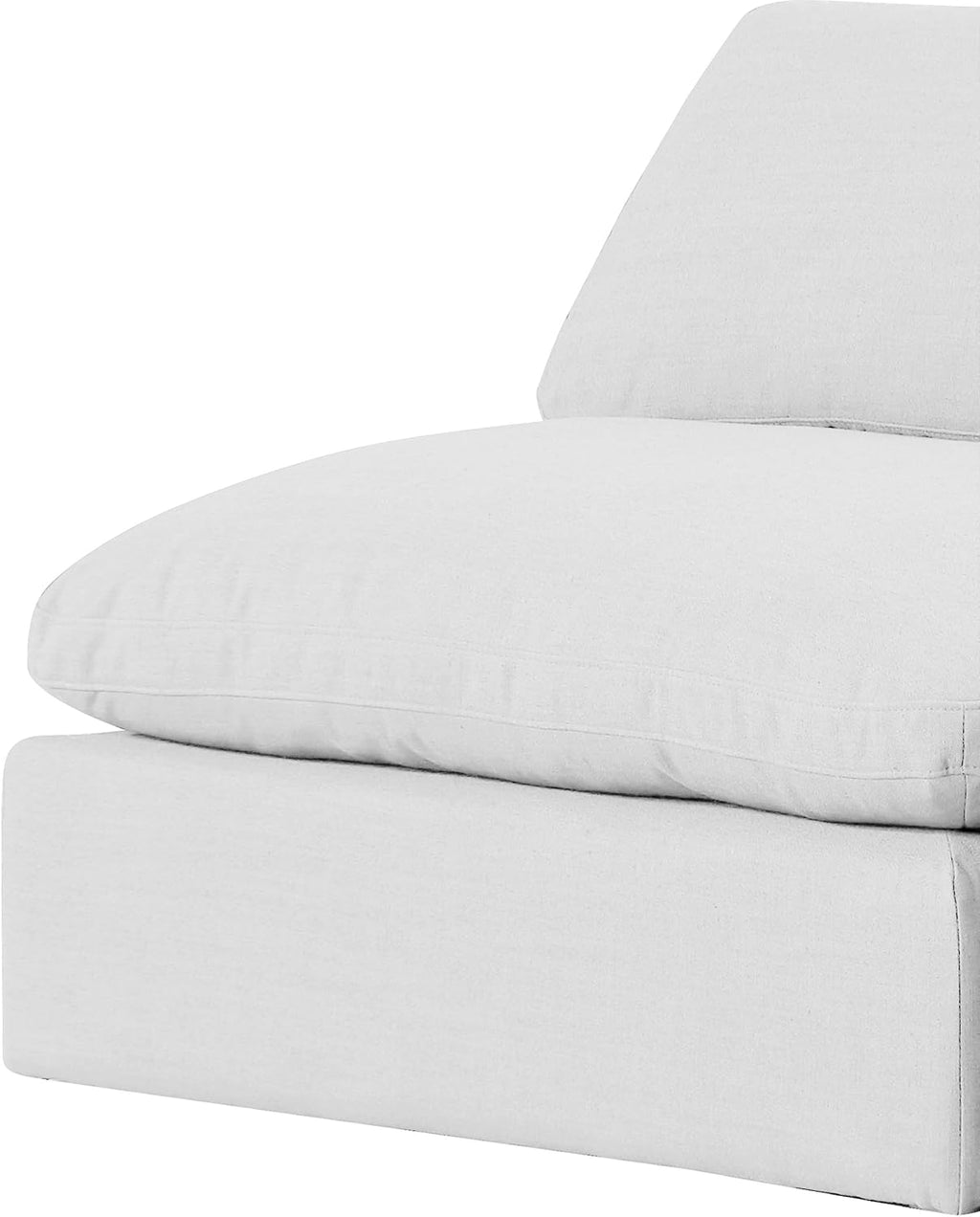 187White-S78 Comfy Collection Modern | Contemporary Upholstered Modular Sofa with White Linen Textured Fabric Upholstery, down Feather Cushions, 78" W X 40" D X 34.5" H, White