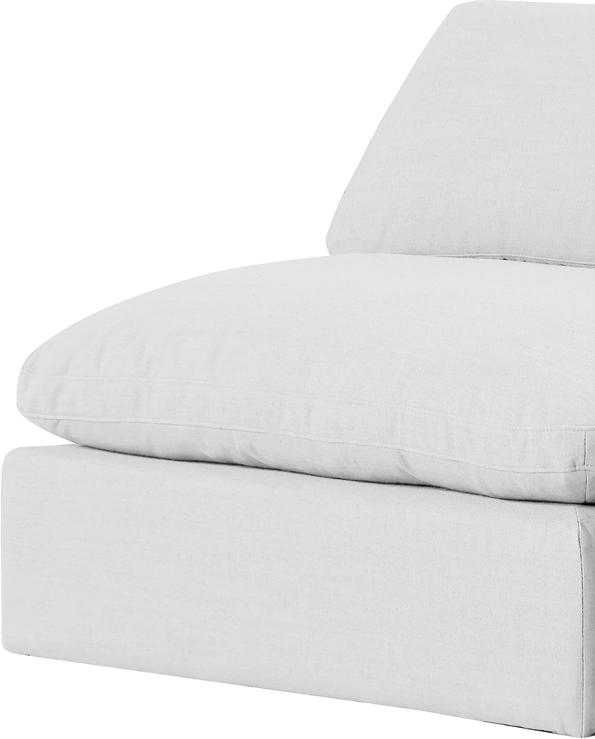 187White-S78 Comfy Collection Modern | Contemporary Upholstered Modular Sofa with White Linen Textured Fabric Upholstery, down Feather Cushions, 78" W X 40" D X 34.5" H, White