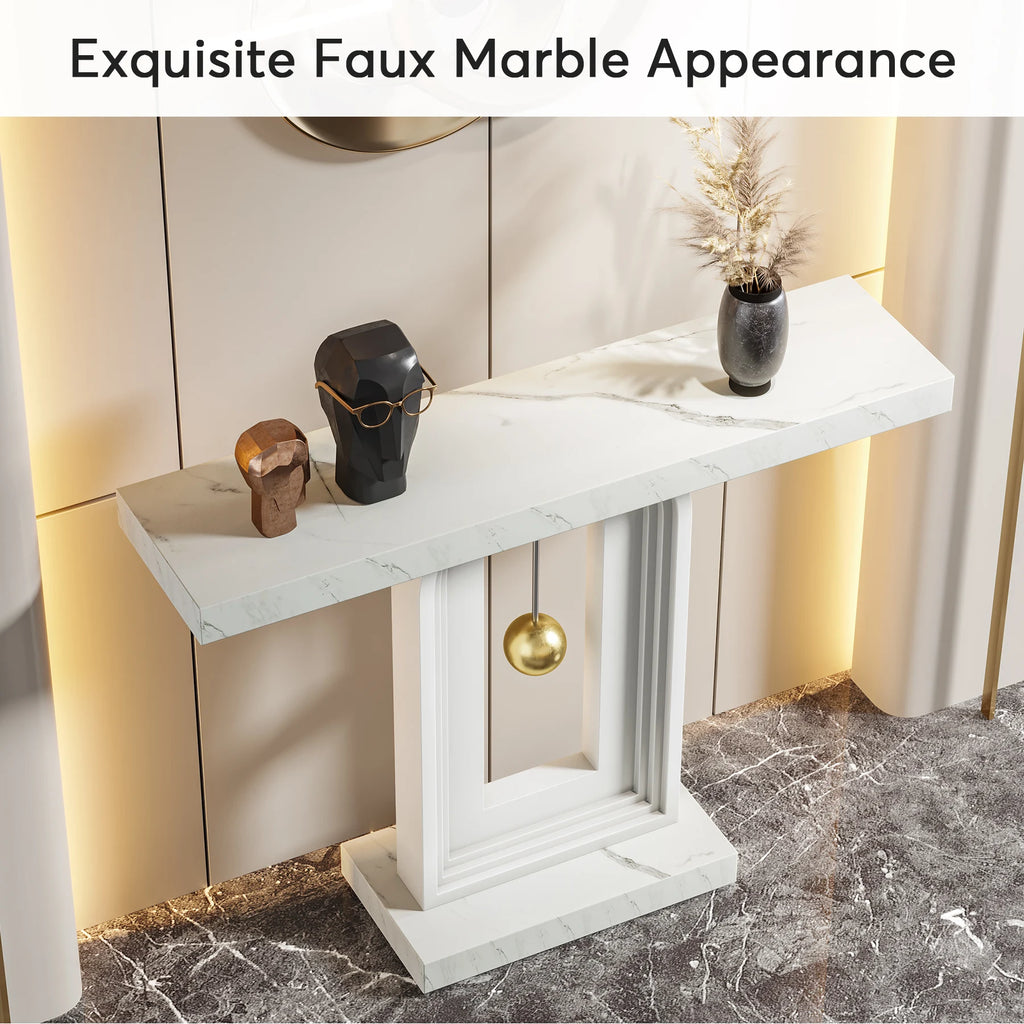 Modern Console Table, 40 Inches Narrow Sofa Entryway Table with Pendulum Shape Base, Contemporary Wood Accent Table