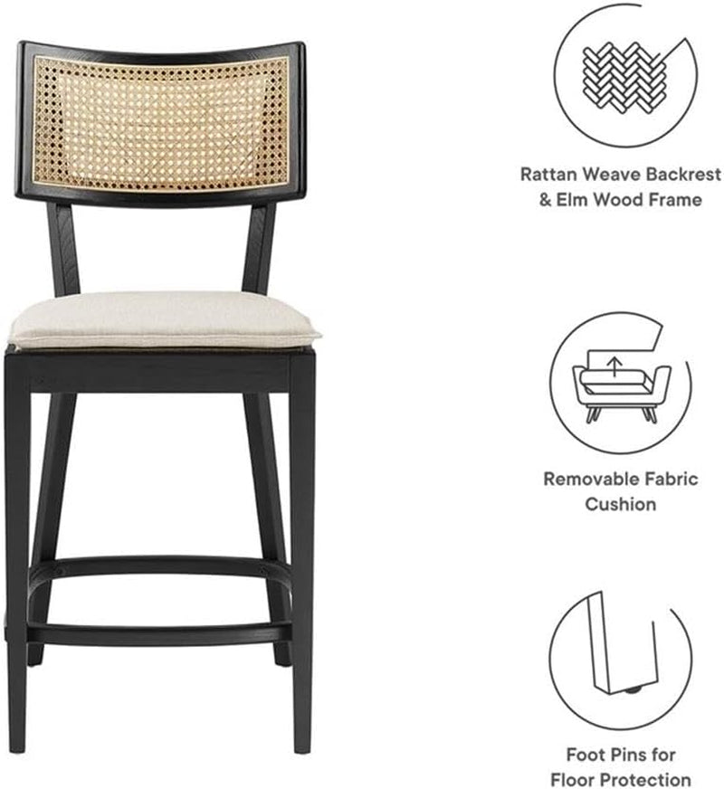 Caledonia Wood Counter Stools - Set of 2 in Black Beige