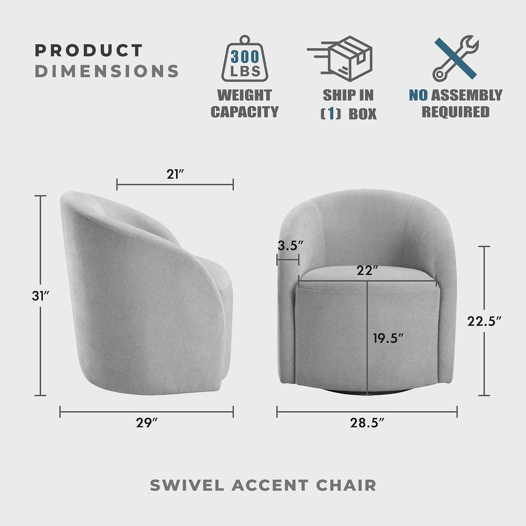 Light gray boucle swivel accent chair