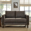 Hawken 54 Inch Boucle Loveseat in Antique Espresso with Wood Legs – Mid-Century Modern Small Space 2-Seater Sofa for Living Room, Bedroom, or Office Lounge