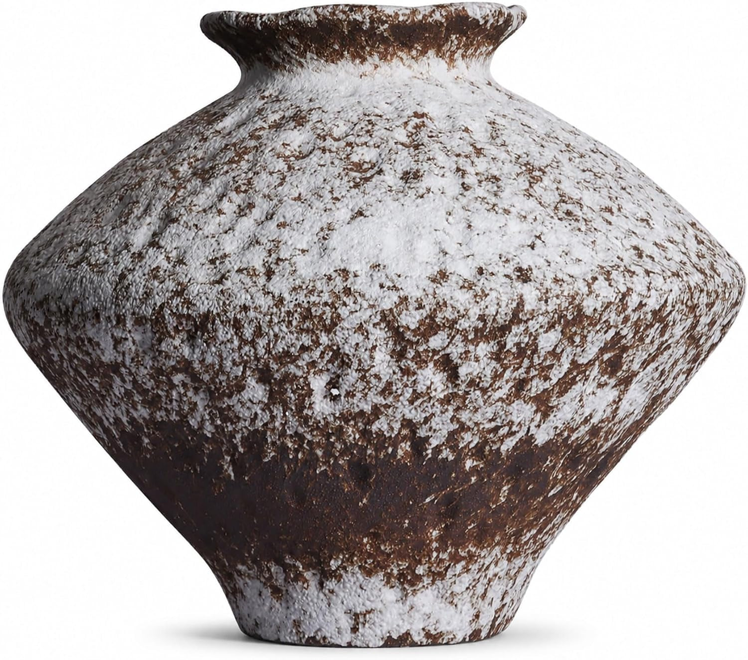 Wabi Sabi Rusty Vintage Vase, 11.4" Tall Wabi Sabi Decor Rustic Farmhouse Pottery Vase for Centerpiece, Textured Pottery Flower Vases for Home Decorative, Table, Living Room (Rusty White, Large)