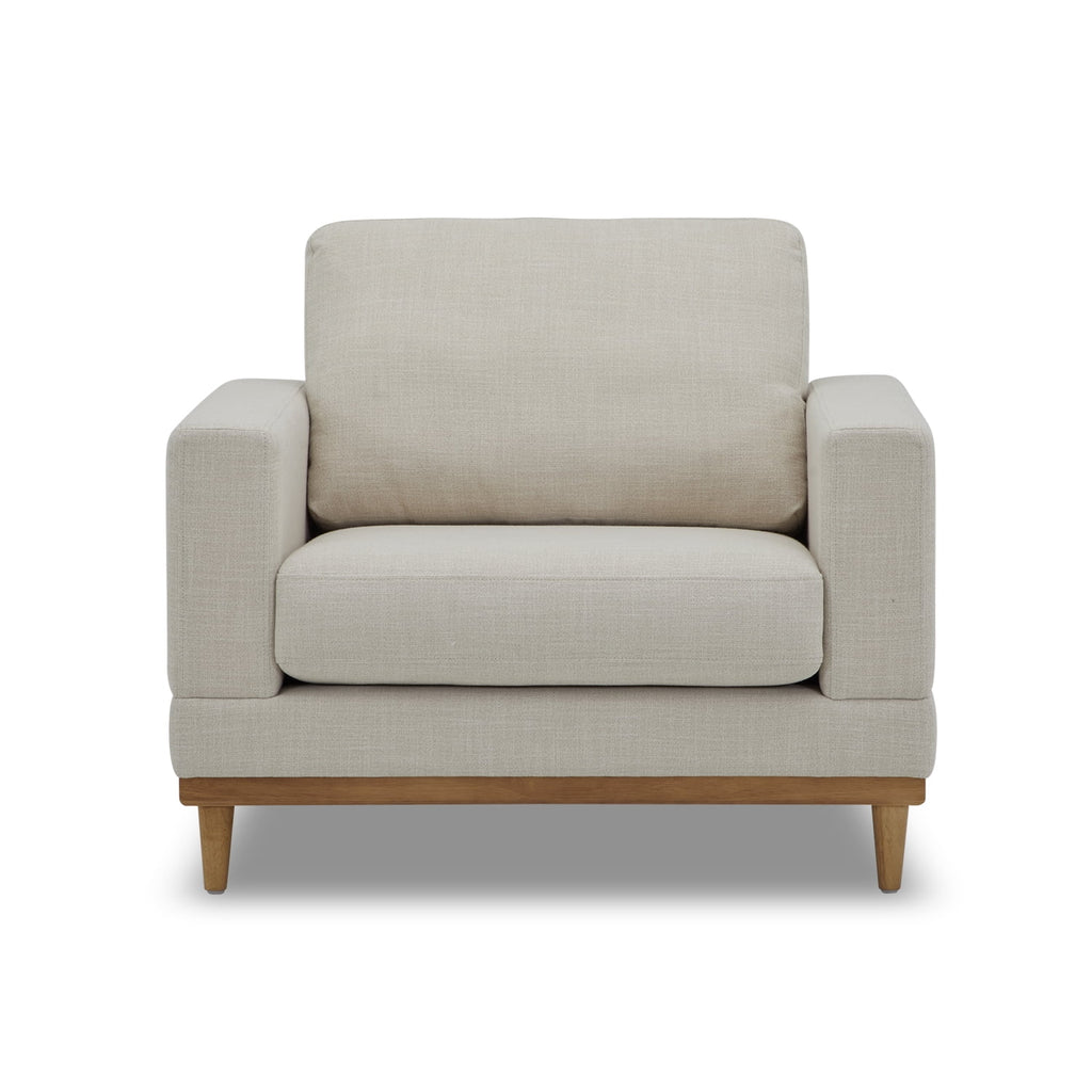 Cream linen wood frame accent chair