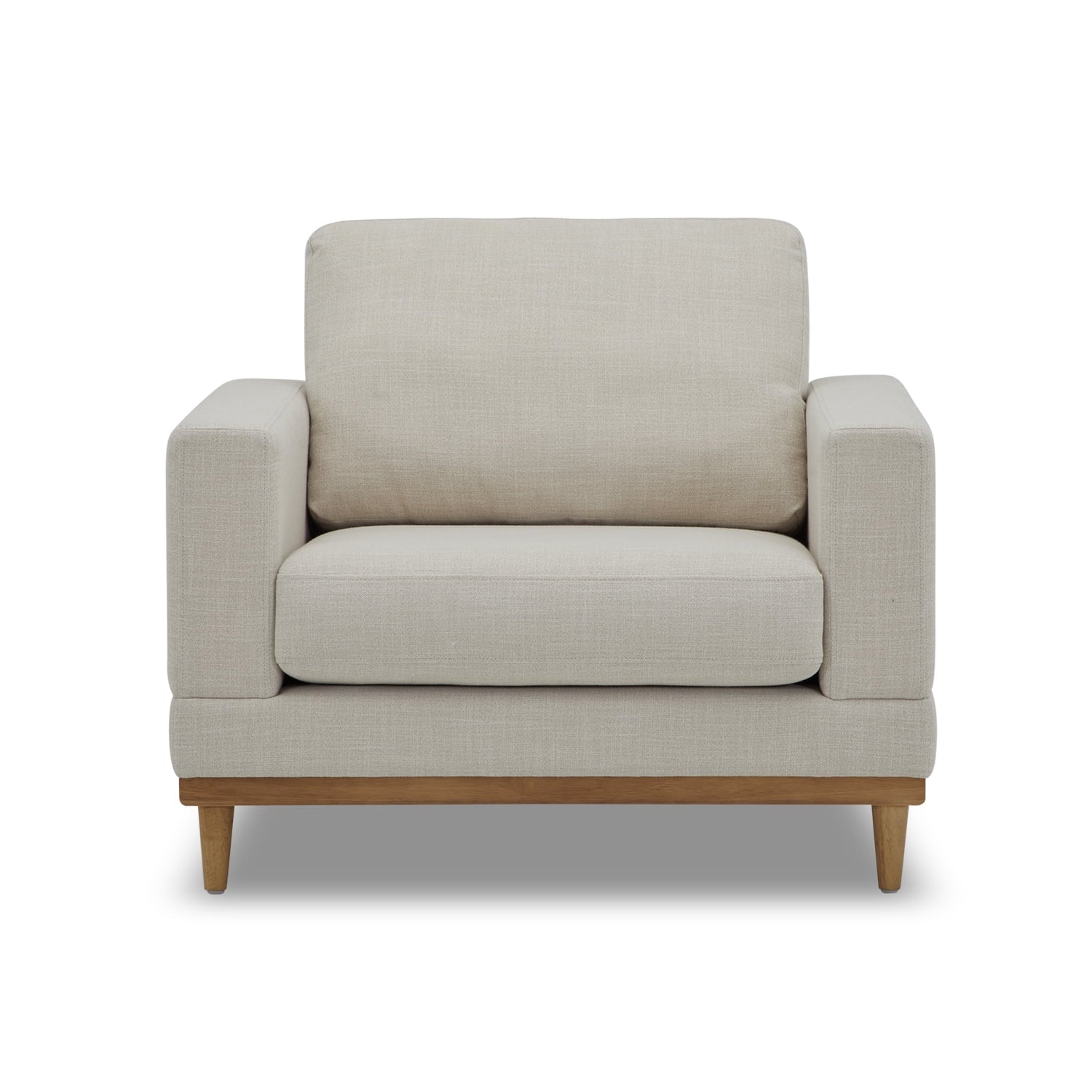 Cream linen wood frame accent chair