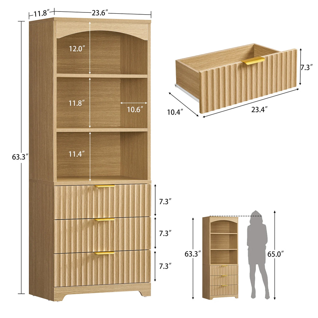 Tall Bookshelf, Bookshelves and Bookcases with Drawers