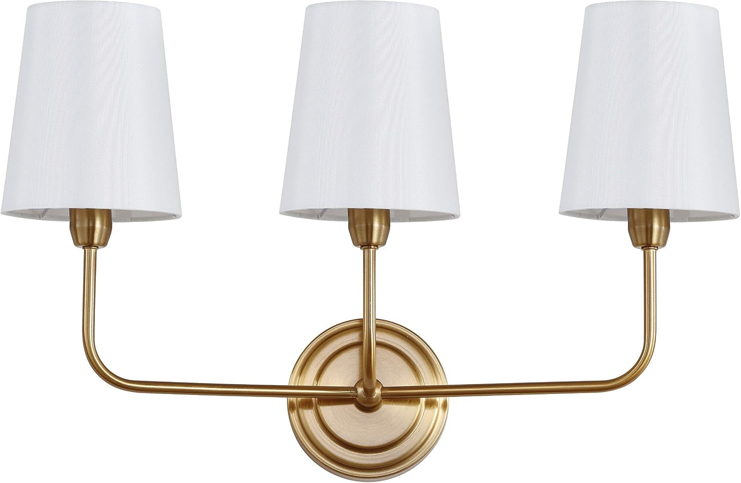 SAFAVIEH Lighting - Sawyer 3-Light 22-Inch Wall Sconce - Brass - Fabric Shade - Contemporary Design - Ideal for Vanity, Hallway, Bedroom, Bathroom - LED Bulb Included (SCN4016A)