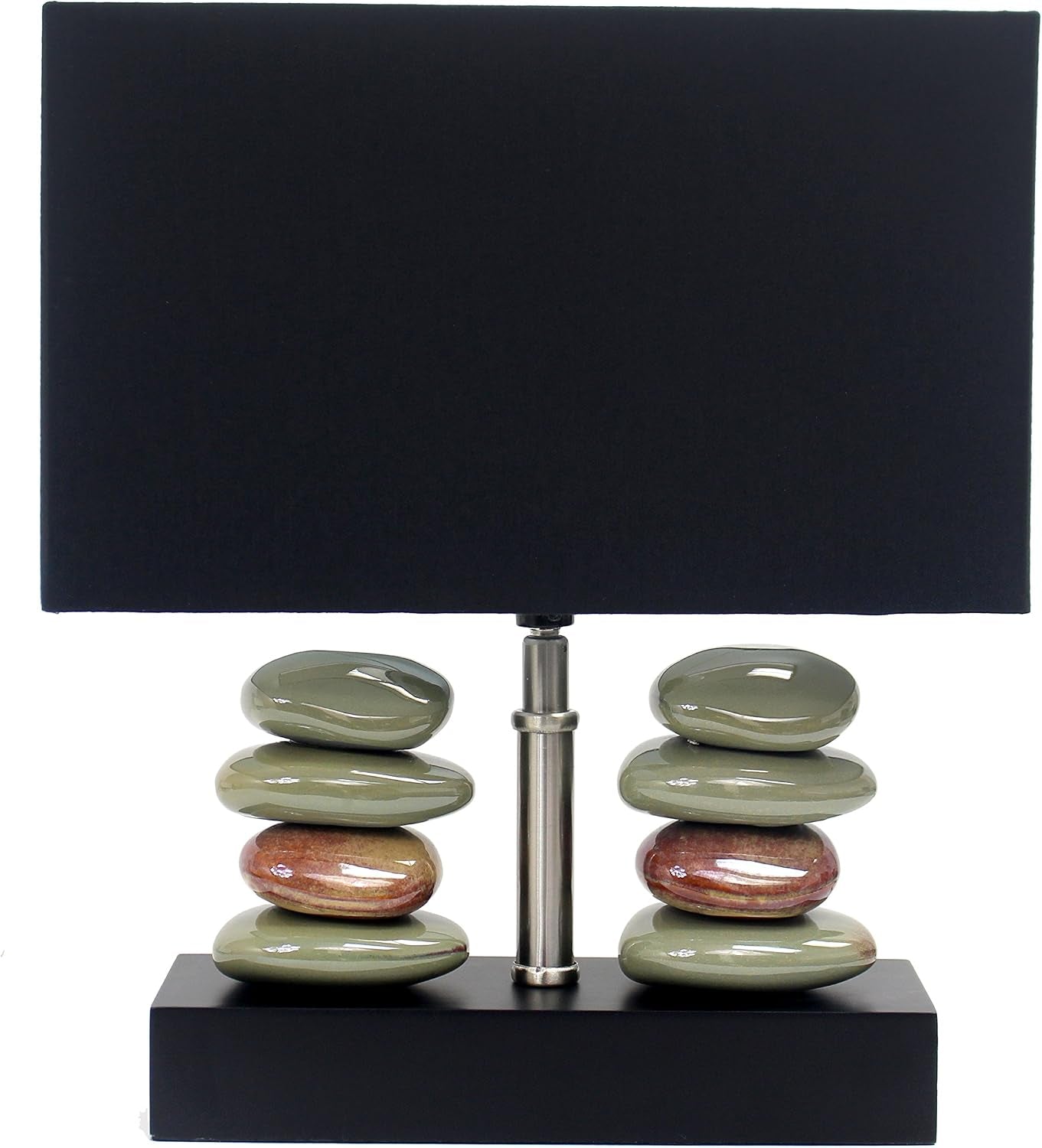 LT1036-BLK Rectangular Dual Stacked Stone Ceramic Table Lamp, Black