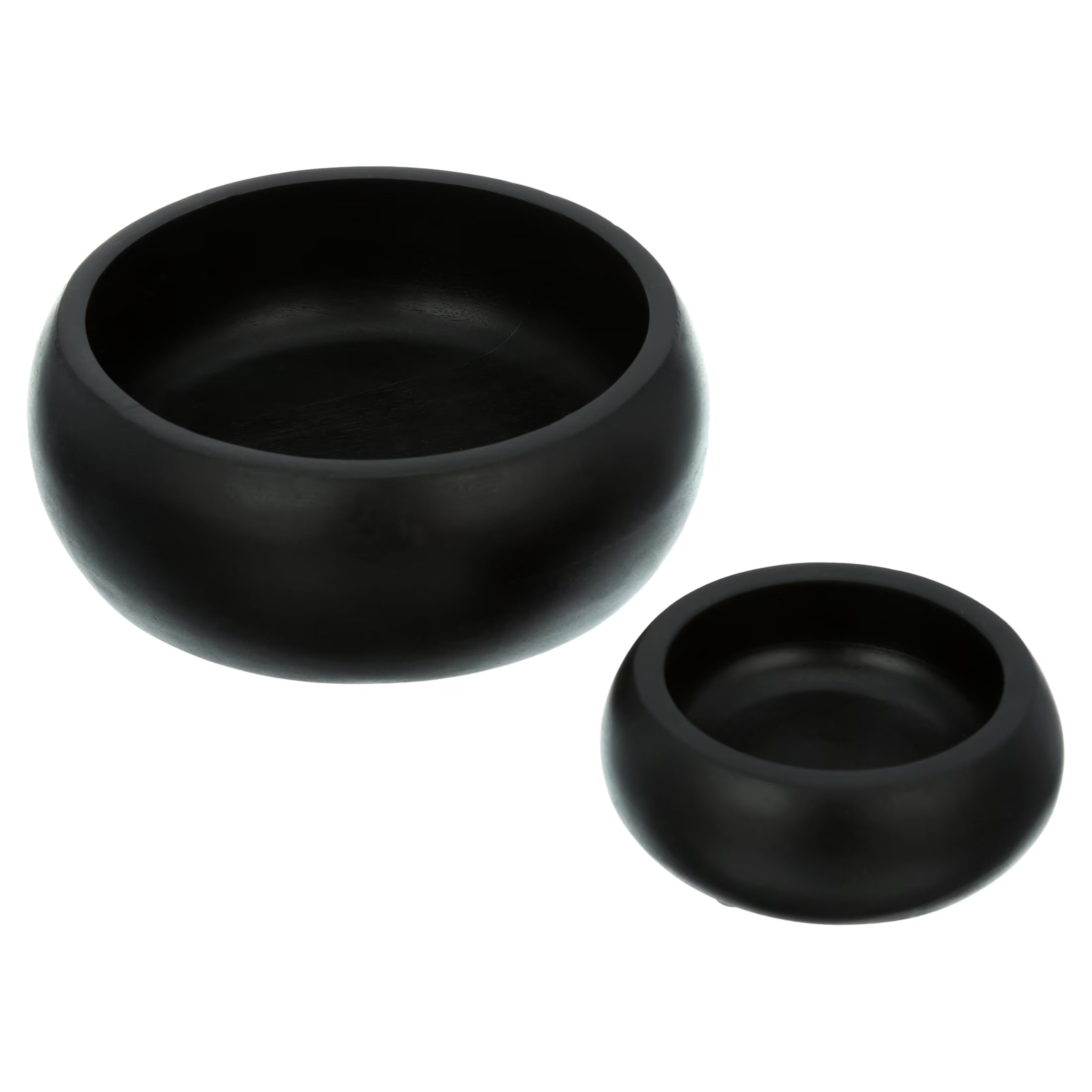 Small Wood Serving Bowl, Black, 2-Pack