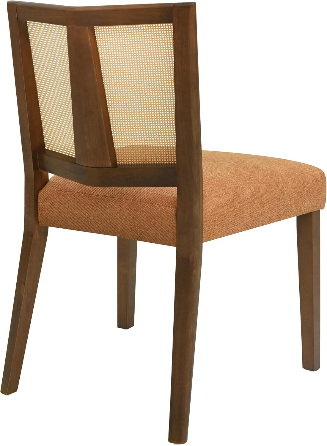 Dining Chairs Set of 2, Upholstered Armless Dining Chairs with Rattan Cane Backrest and Rubberwood Frame, Mid-Century Modern Dining Room Chairs for Kitchen and Living Room