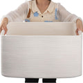 75L Large Blanket Basket, Woven Cotton Rope Baskets for Organizing, 22”X17”X12”, Blanket Basket Living Room, Bedroom, Nursery, Dog Toy Storage Bins, White