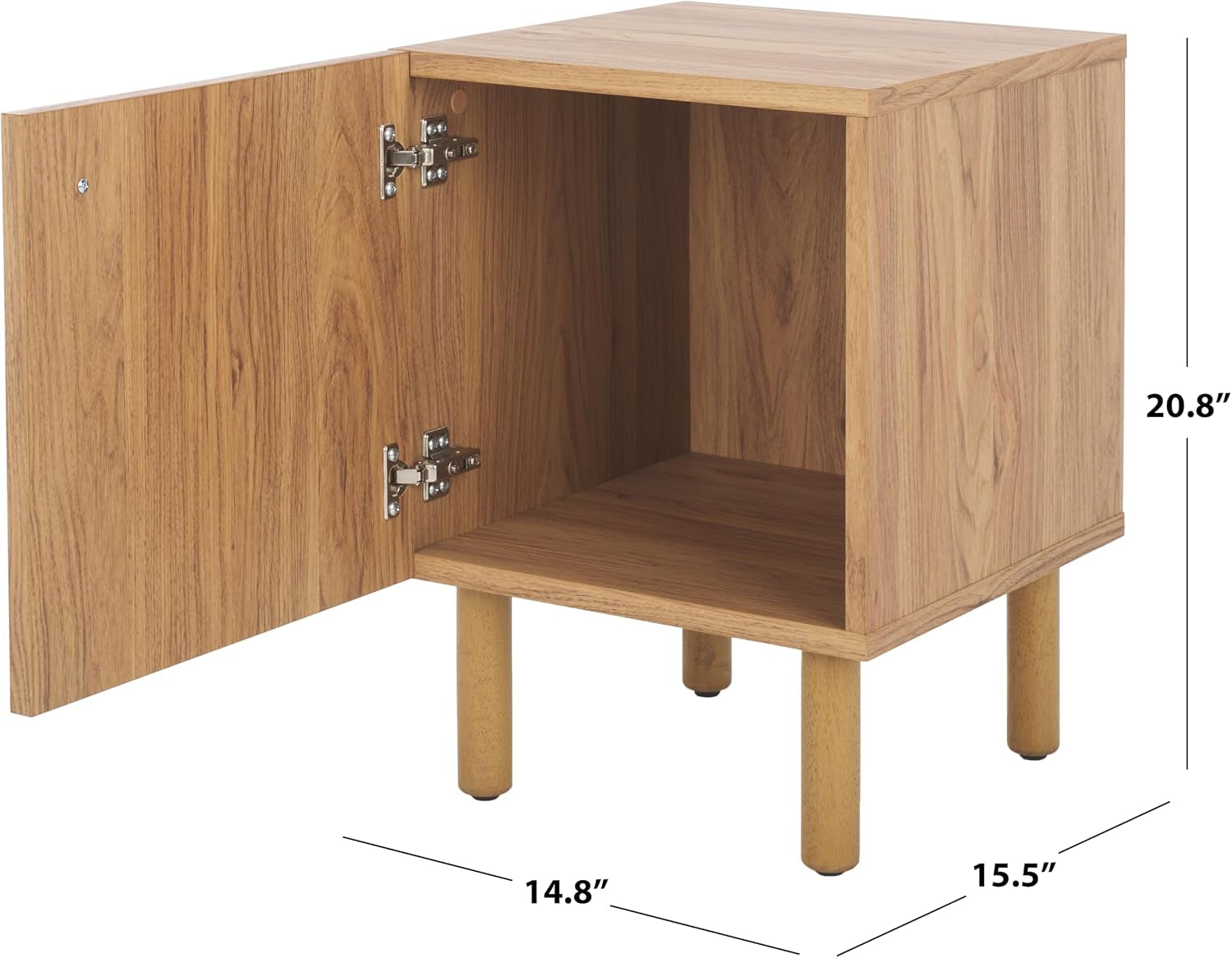 SAFAVIEH Home Collection Ophelia Oak/Natural 1-Door Nightstand Bedside Accent Table