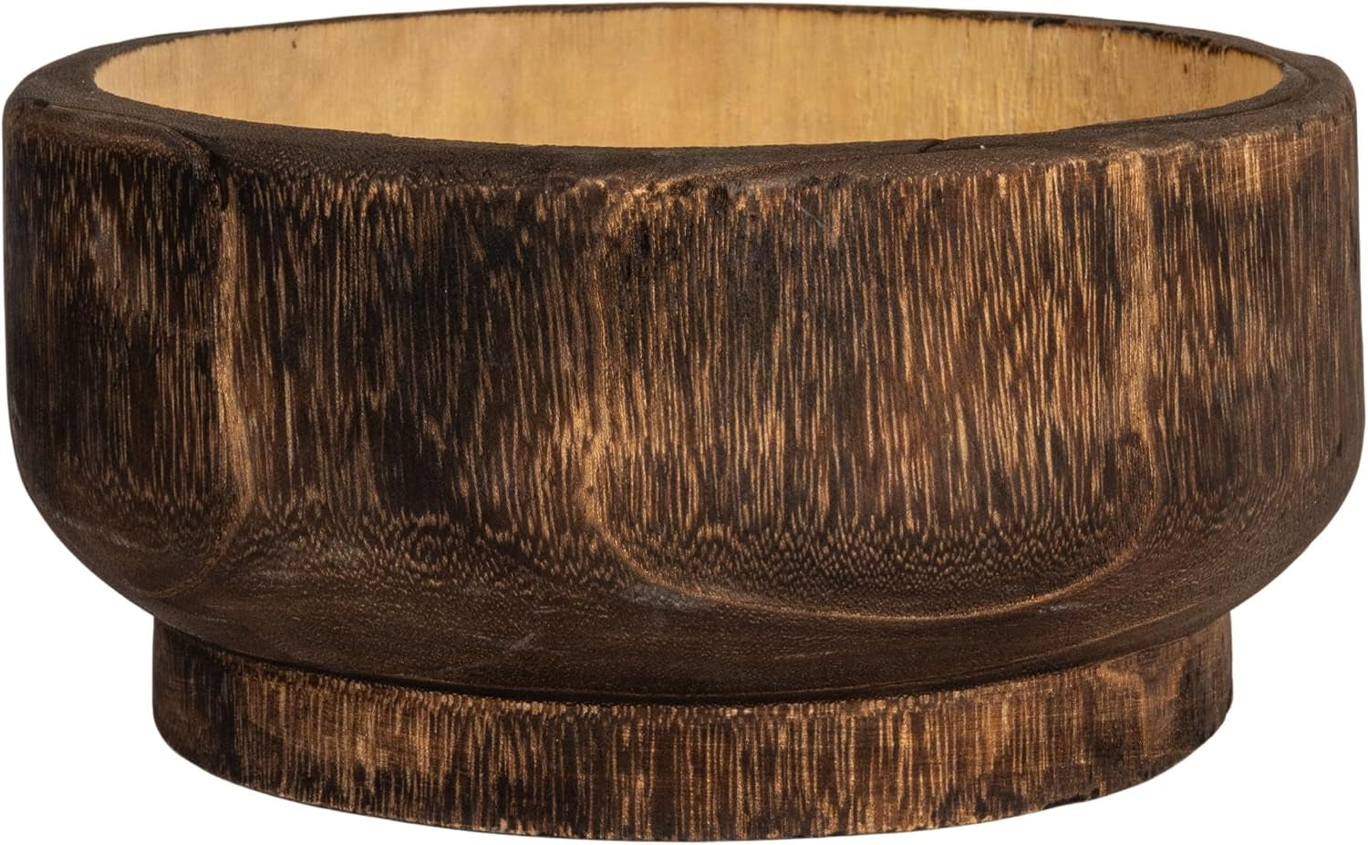Creative Co-Op round Paulownia Wood Decorative Bowl, Marbled Brown Finish