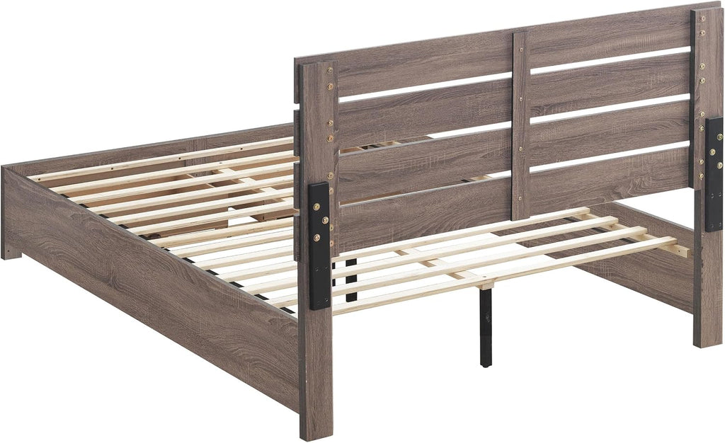 Coaster Home Furnishings Brantford Farmhouse Wood Queen Size Storage Panel Bed Frame Platform Bed 49-Inch Headboard Barrel Oak 207040Q