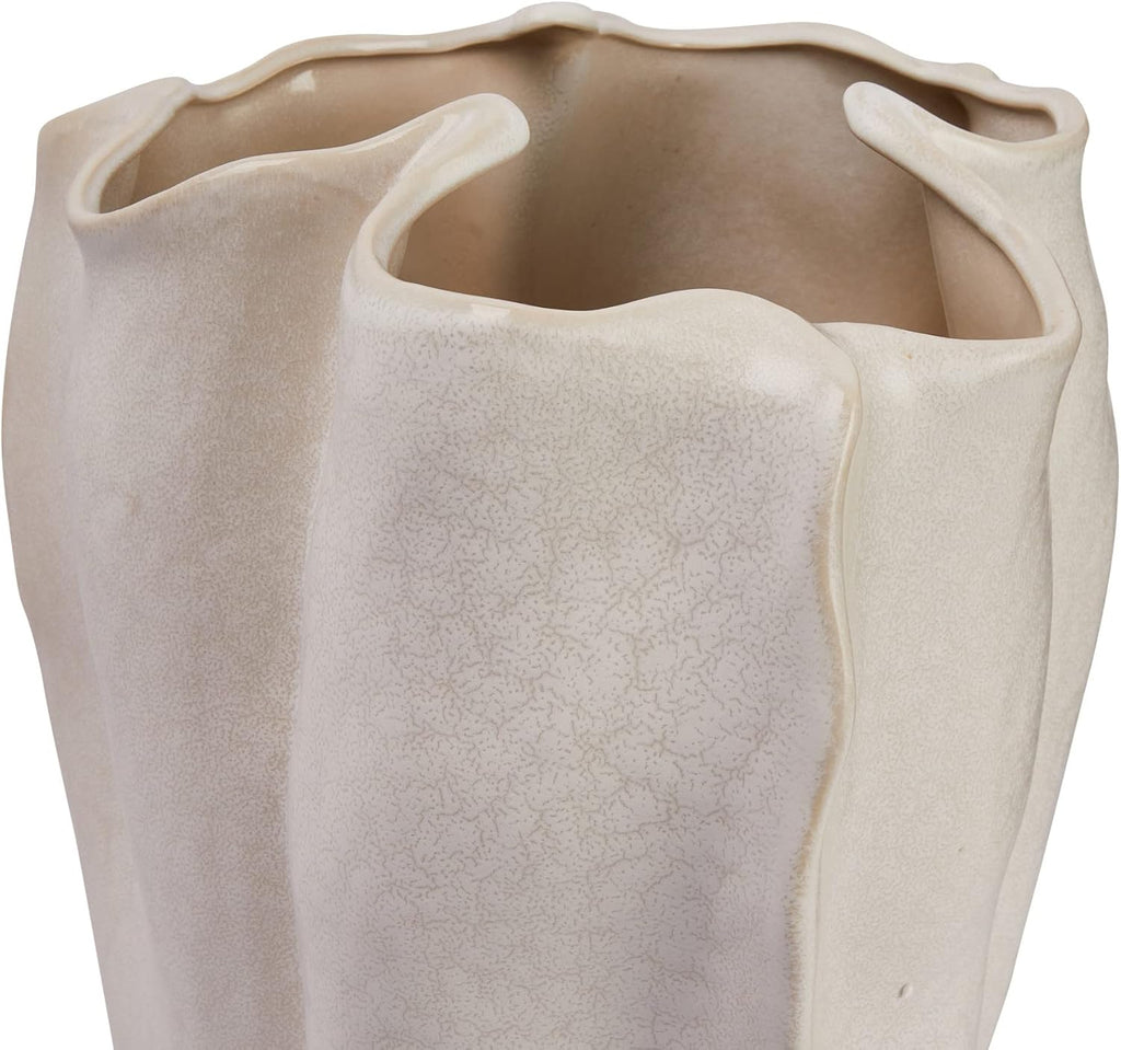 Organically Shaped Stoneware Vase, White