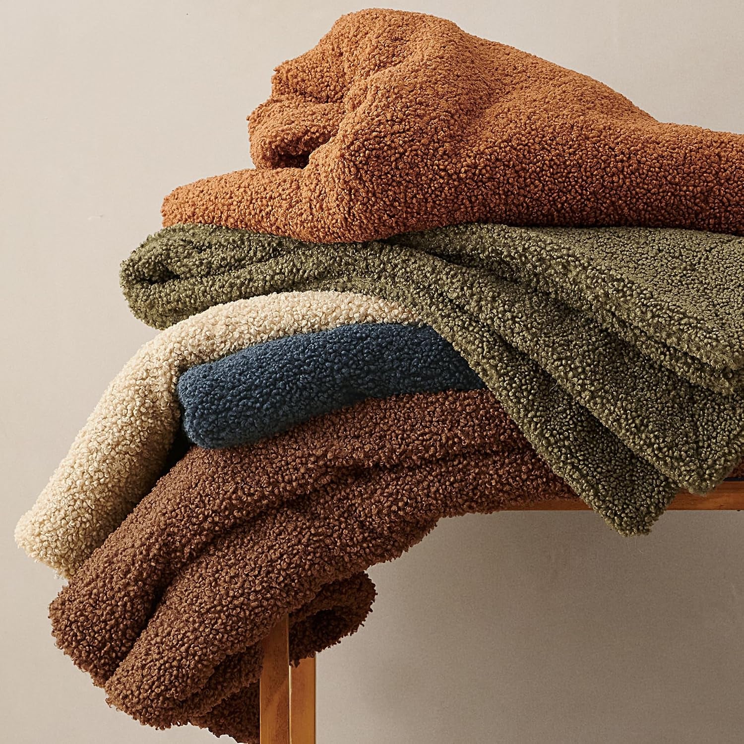 Hiend Accents Teddy Throw Blanket, 50X60 Inch, Dark Oak, Boucle Throw Blanket, Soft Cozy Classic Chic Casual Heavy Blanket, Modern Rustic Plush Comfy Warm Blanket for Bed, Sofa | Plush Woven Boucle, Soft Cozy Heavy Warm Blanket for Couch, Sofa, Bed, Moder