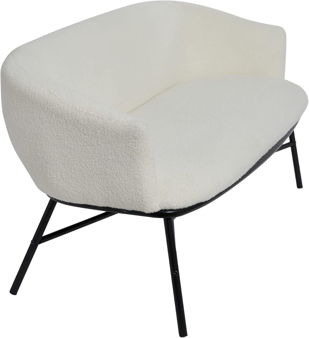 Creative Co-Op Bowery Boucle Upholstered Sofa, White