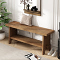 31.5'' Farmhouse Solid Wood Entryway Bench, Small Shoe Bench with Shelf for Indoor Bedroom