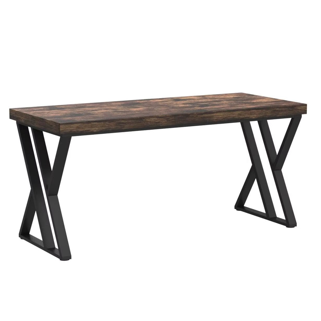 Writing Computer Desk, 55 Inch Heavy Duty Study Desk with Z-Shaped Metal Leg, Modern Simple Home Office Computer Desk