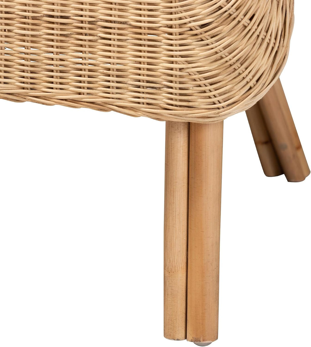 Putri Modern Bohemian Natural Rattan Accent Chair with Swirling Rattan Decors