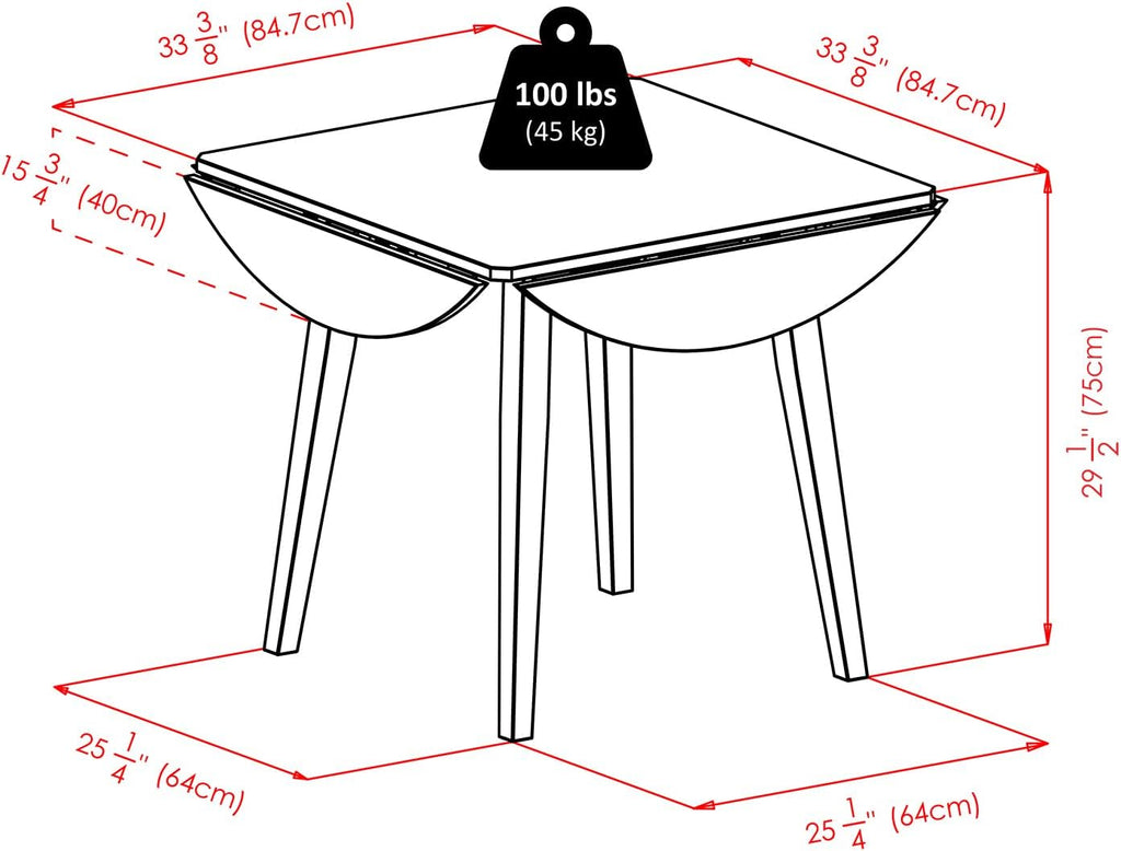 Dawson round Dining Table Drop Leaf Walnut Finish