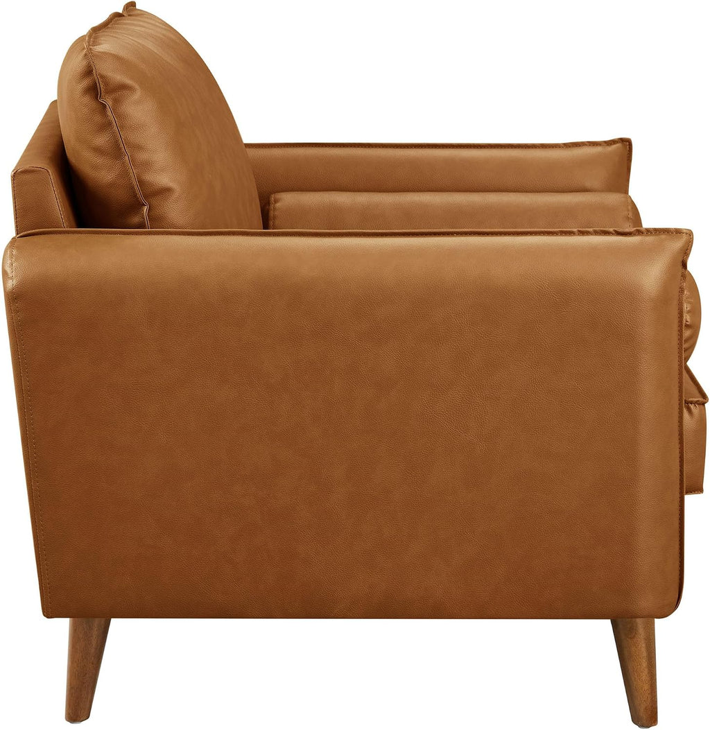 Tan faux leather accent armchair