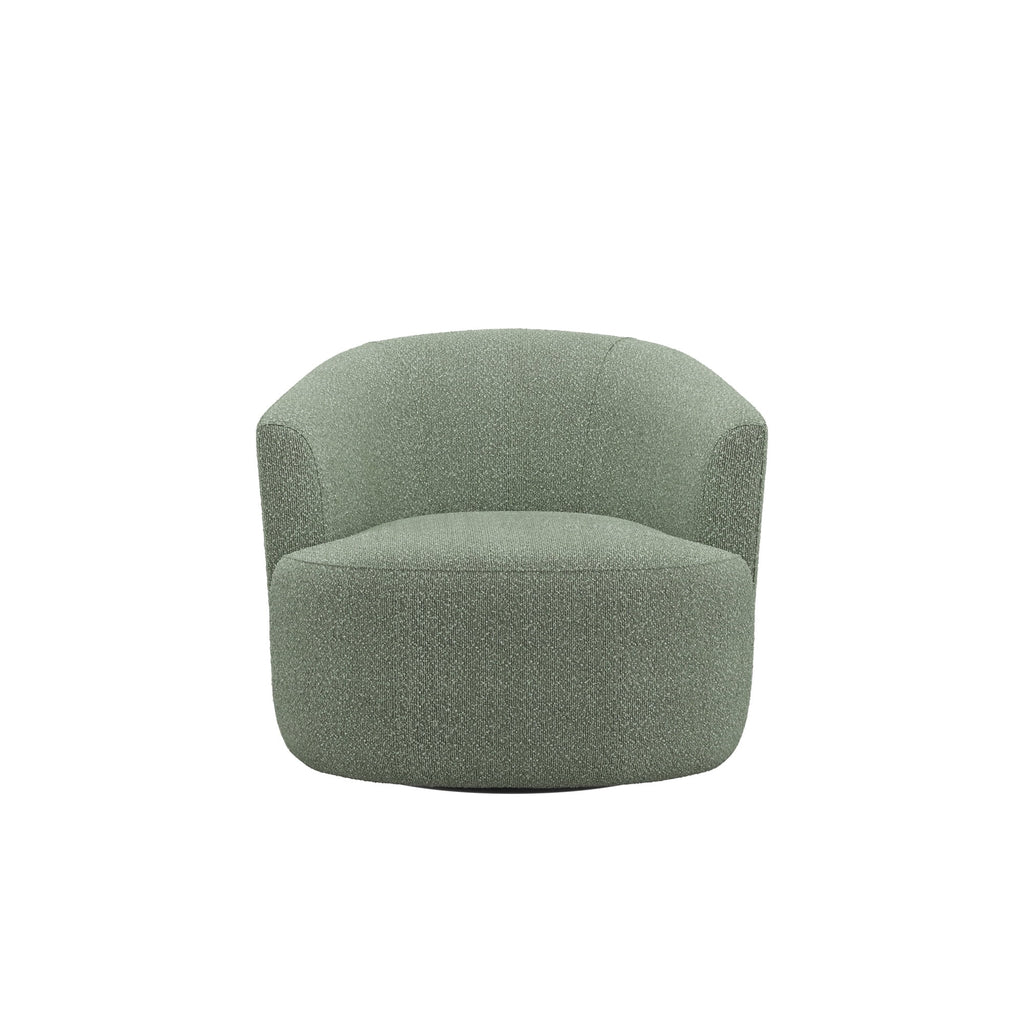 Olive boucle swivel accent chair
