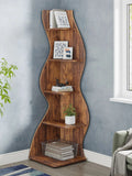 Corner Shelf, Rustic 5-Tier Wall Corner Bookshelf, Stylish Corner Small Bookcase Storage Rack Plant Stand with Unique