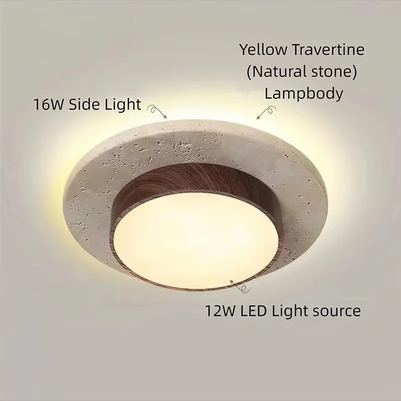 Walnut wabi sabi circular ceiling light