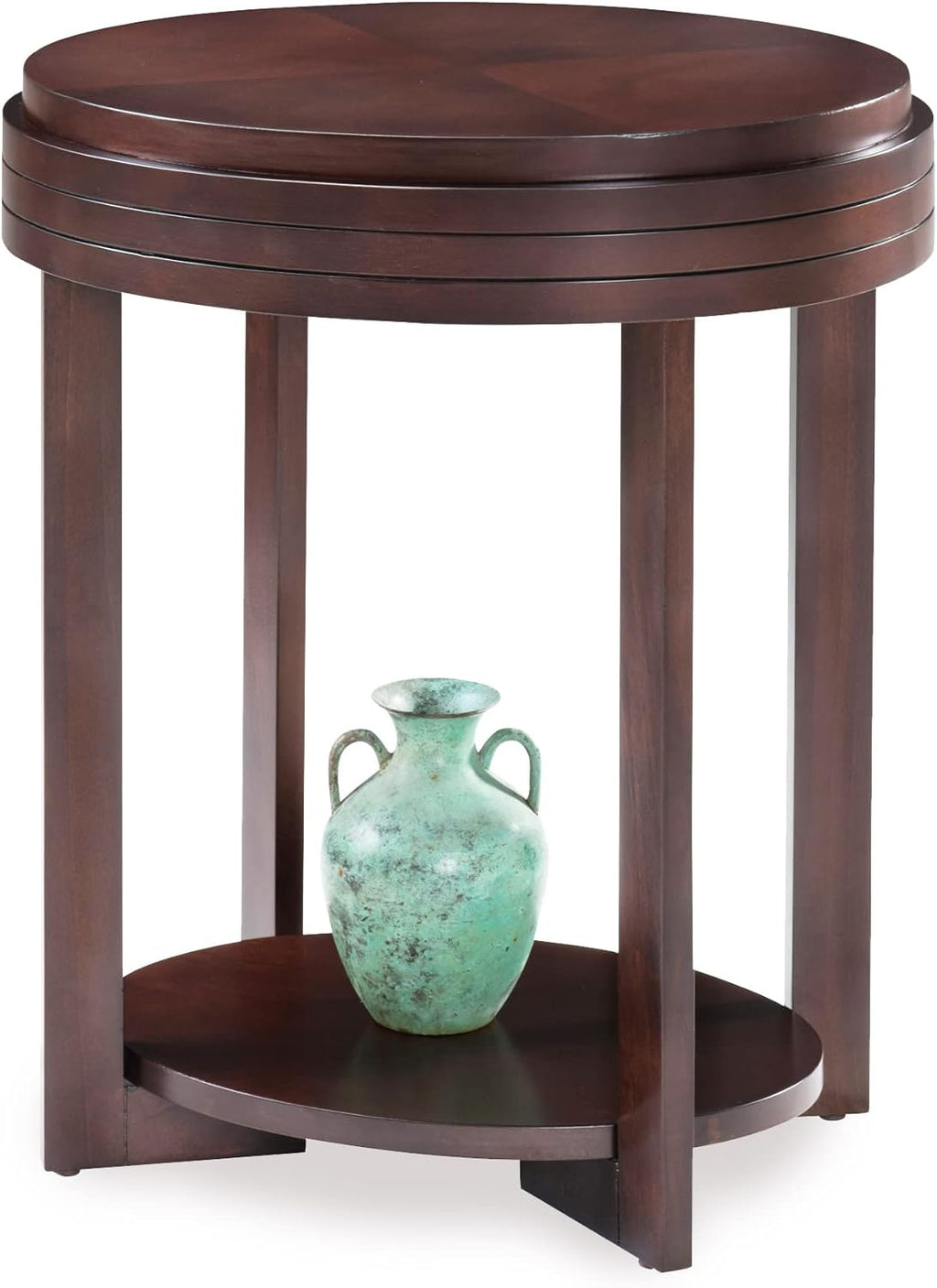Teo Oval End Table, 21", Chocolate Cherry