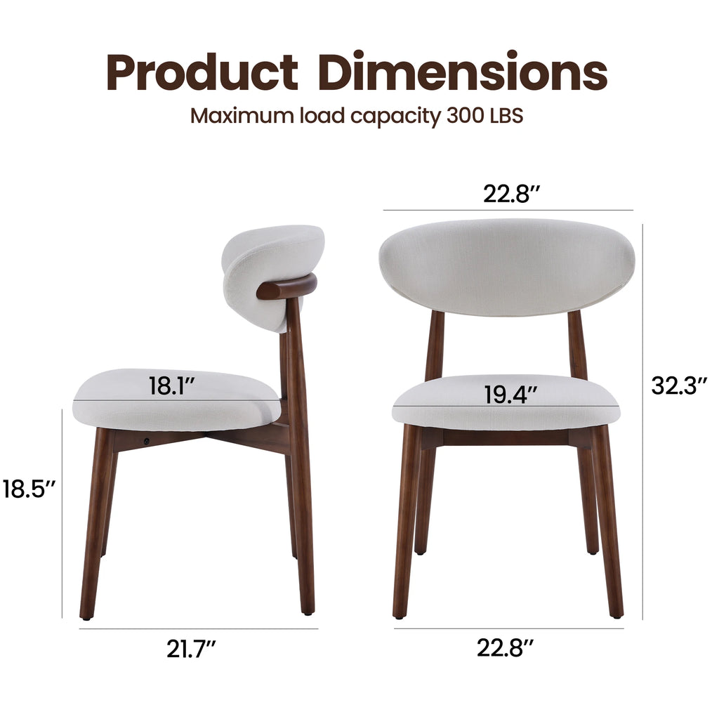 Upholstered solid wood dining chairs set of two