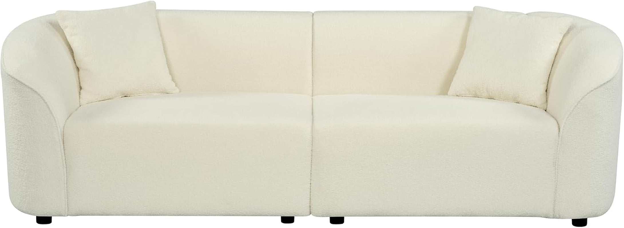 Sabbo 87.50" Boucle Upholstered Couch, Oversized 2 Seater Sofa, Curved Soft Seating Lounge Sofa Chair, Cozy Loveseat with Armrest, Reading Sofa for Living Room Home Rest, Beige
