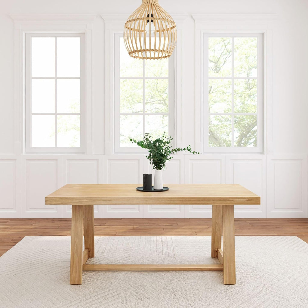 Classic 72 Inch Dining Table, Rectangular, Blonde Wirebrush | Non-Toxic Finishes, Versatile Design, Farmhouse Design, Elegant Details, Easy Assembly, Quick Setup, Solid Wood