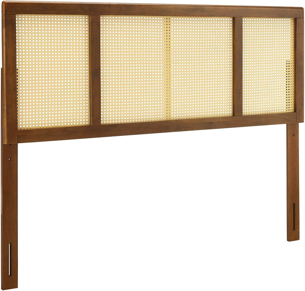 Walnut cane woven rattan headboard