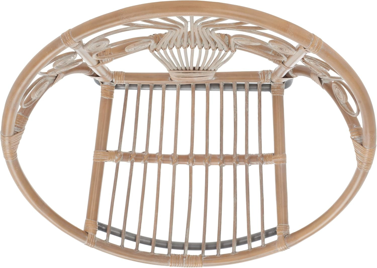 Grey and white rattan round accent chair