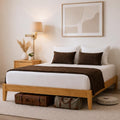 Woodmere Premium Queen Bed Frame, Solid Wood Platform Bed, Wood Slat Support, Tapered Solid Wood Legs, No Box Spring Needed, Mid-Century Modern Style, Easy Assembly (Honey)