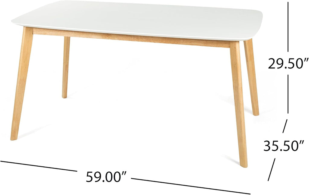 Natural oak dining table with white top