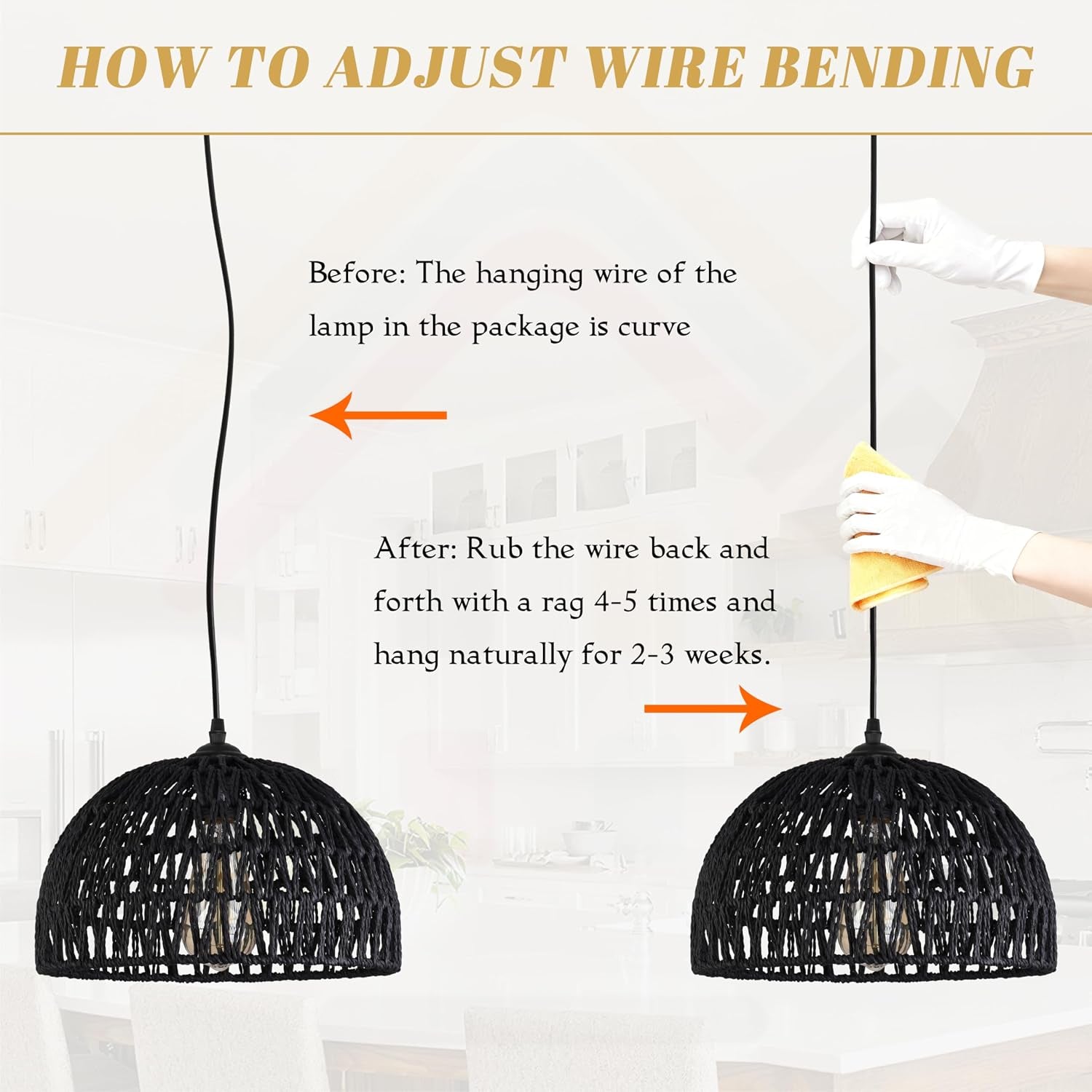 Black Woven Pendant Light Boho Chandelier Light Fixture Wicker Pendant Light Rattan Light Pendant Woven Light Fixture Dome Pendant Light for Dining Room Bedroom Kitchen Island (Bulb Incl)