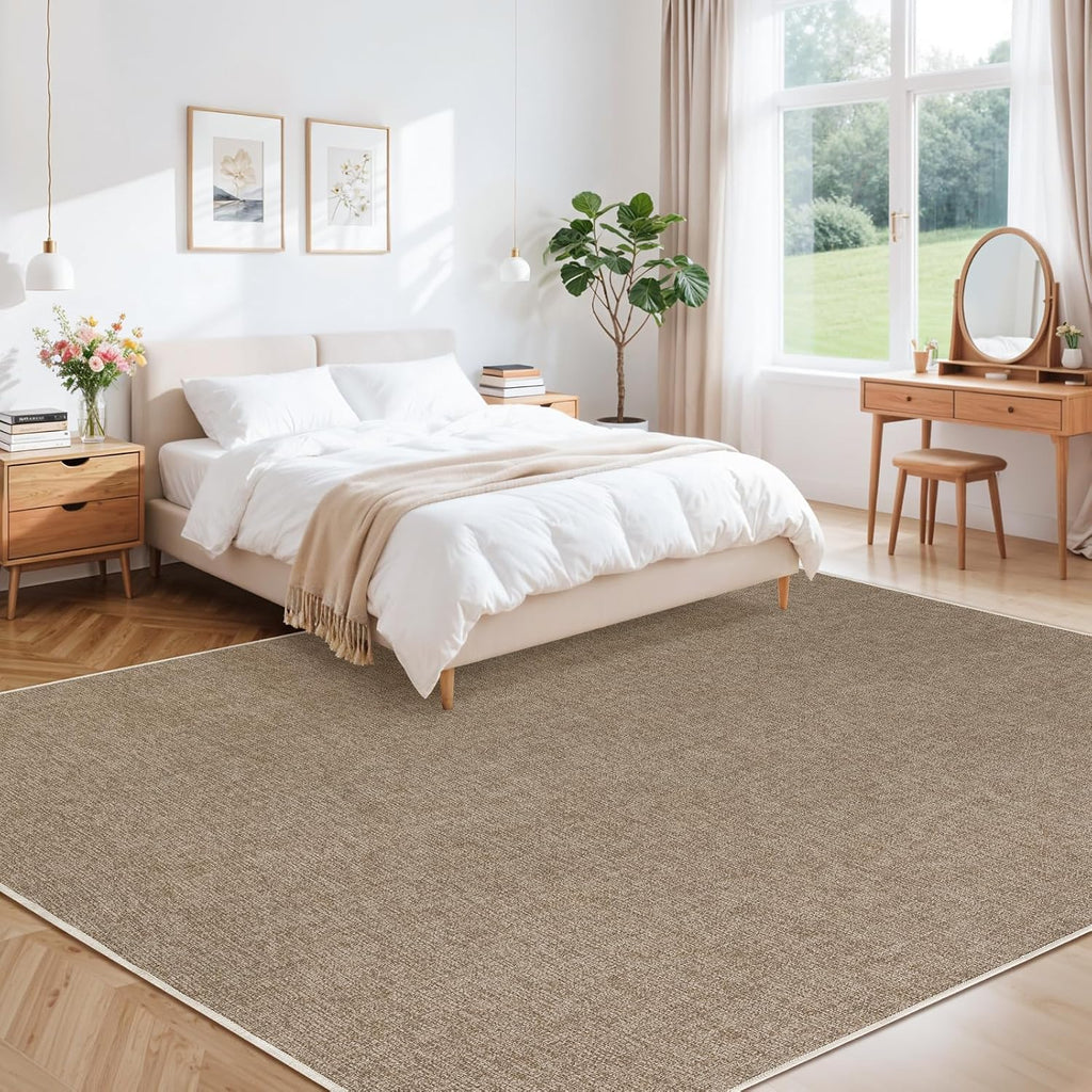 Faux Jute Area Rug Machine Washable Rugs, 8X10 Jute | Soft Area Rugs for Patio， Living Room, Bedroom, Dining Room, Durable, Solid Non Shedding Eco Friendly