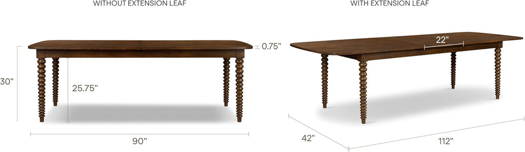 POLY & BARK Torno Extendable Dining Table Walnut 90–112 Inches with Walnut Finish, Expansive Surface, and Thoughtful Engineering for Family and Entertaining