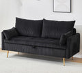 2 Seater Loveseat with Storage, 61" Corduroy Couch for Small Living Room, Bedroom, Tiny Homes & Lofts, Black