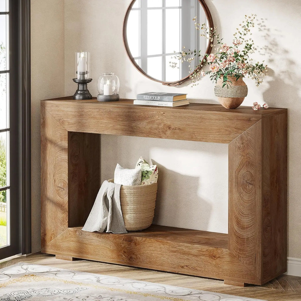 47" Farmhouse Console Table with Storage, Industrial Hallway Sofa Table for Entryway, Living Room