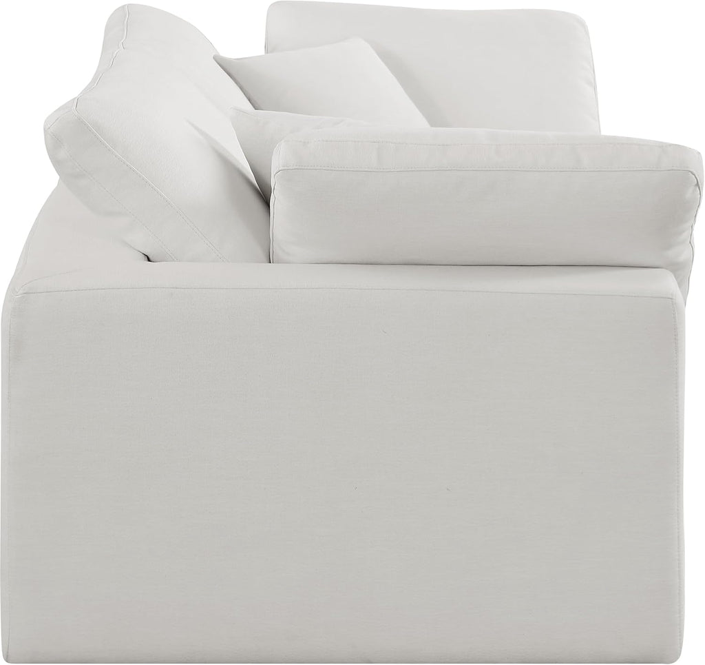 187Cream-S80 Comfy Collection Modern | Contemporary Upholstered Modular Sofa with Cream Linen Textured Fabric Upholstery, down Feather Cushions, 80" W X 40" D X 34.5" H, Cream