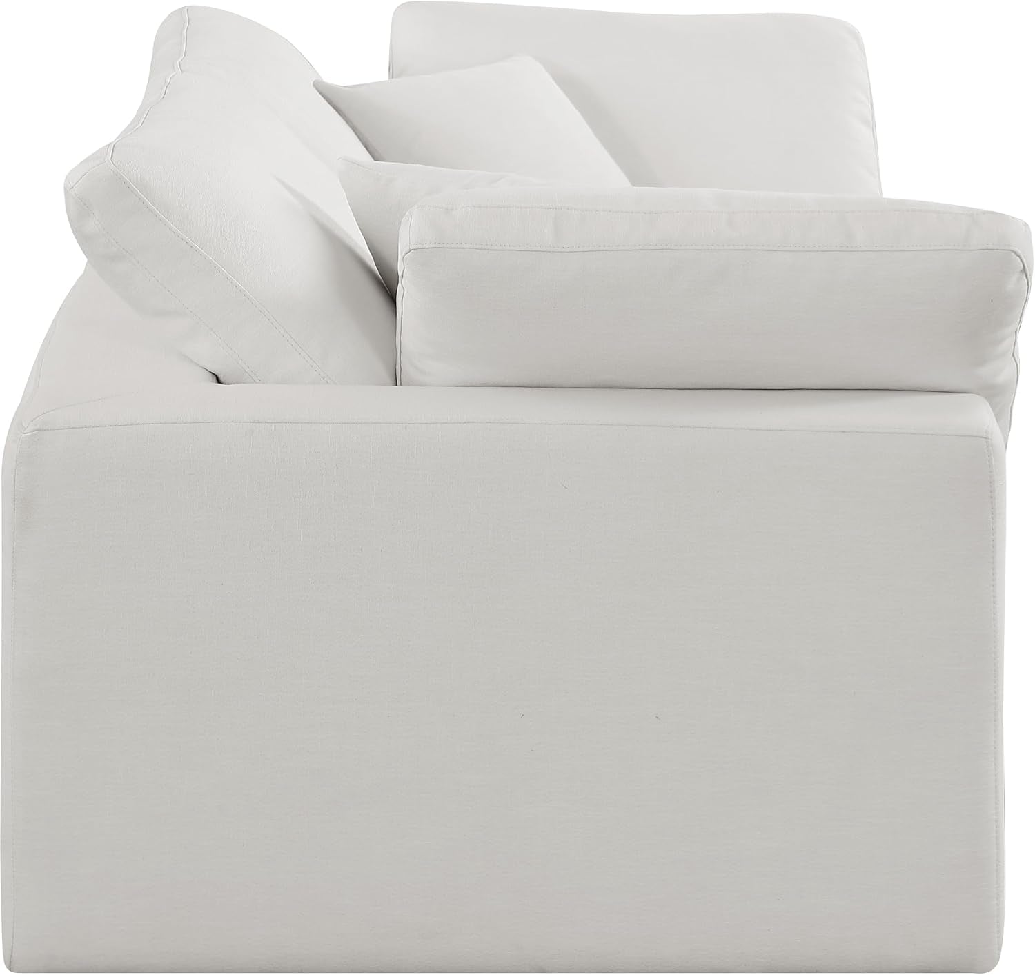 187Cream-S80 Comfy Collection Modern | Contemporary Upholstered Modular Sofa with Cream Linen Textured Fabric Upholstery, down Feather Cushions, 80" W X 40" D X 34.5" H, Cream