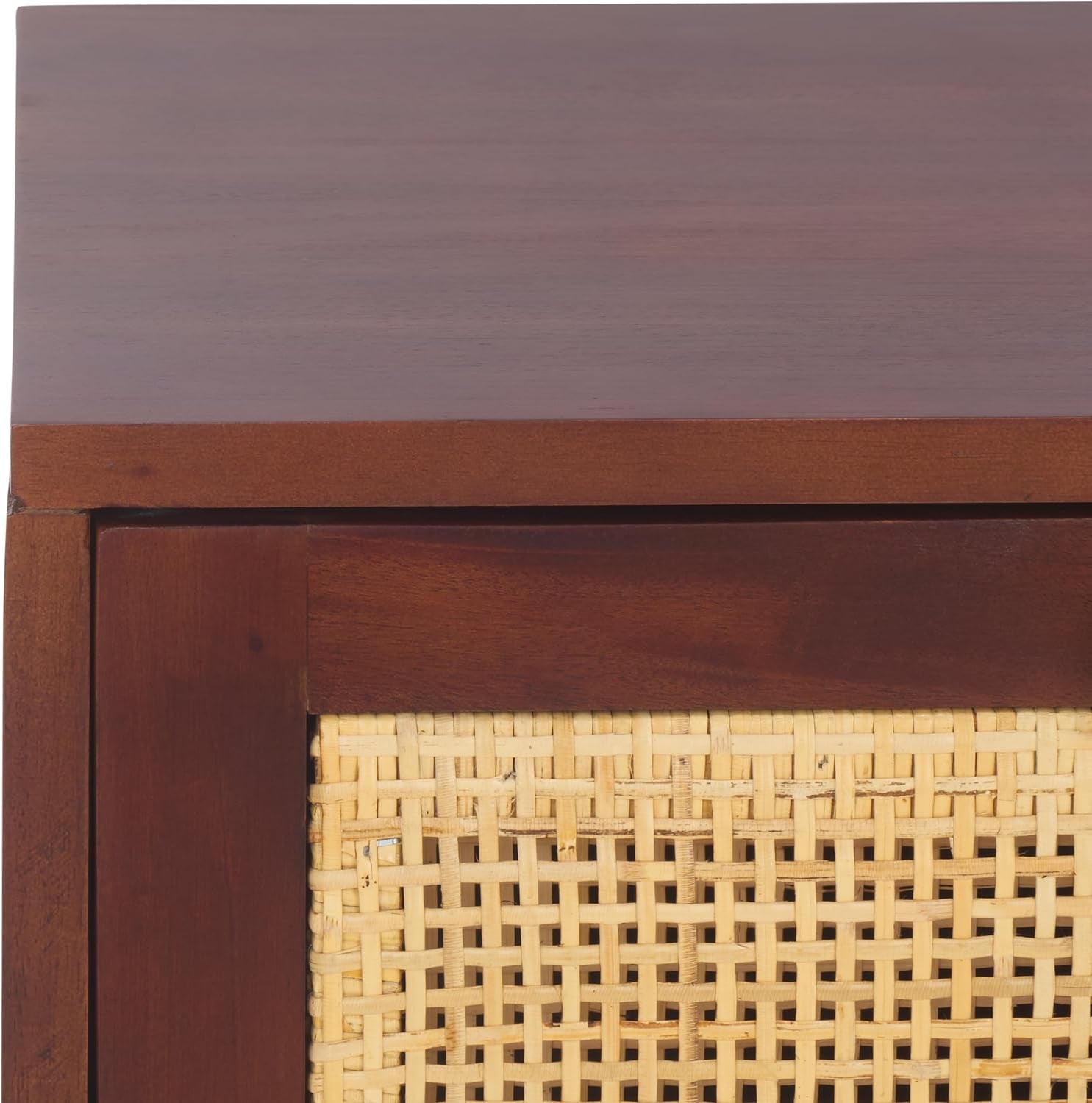 SAFAVIEH Home Collection - Erica 2-Drawer Nightstand Table, Natural Wood & Rattan Cane Bedside Storage (NST4006D)