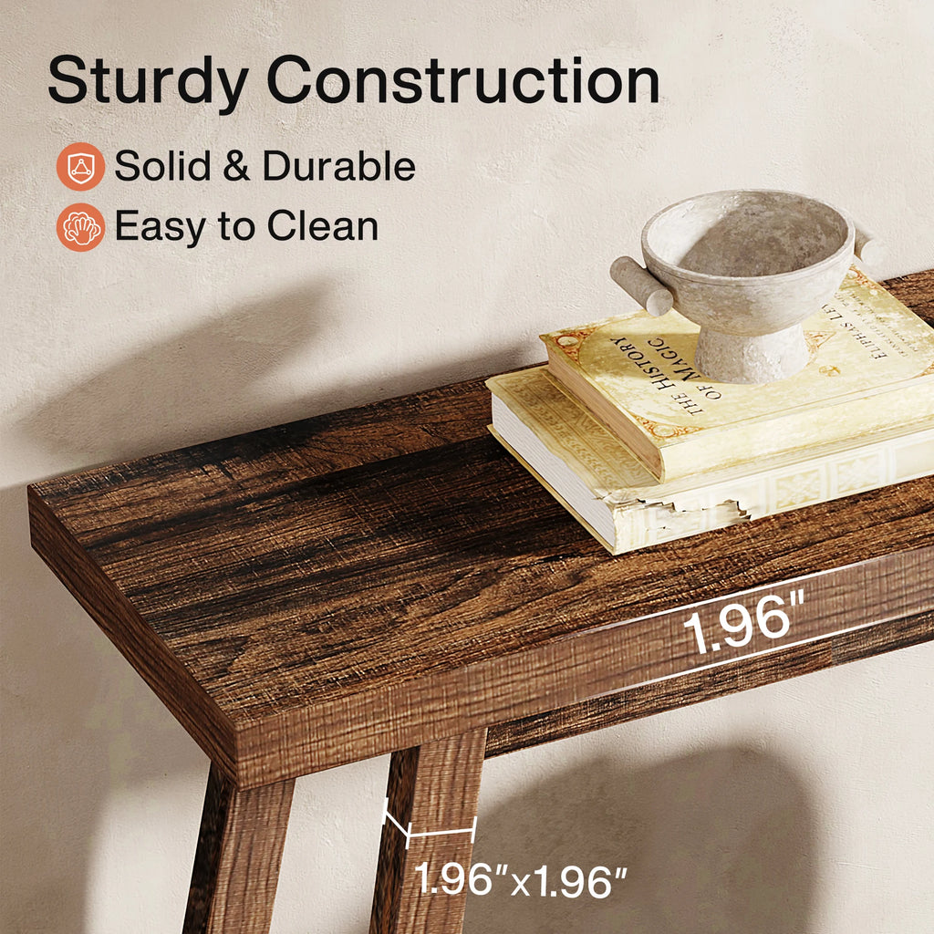 Farmhouse Console Entryway Table: 70.9 Inches All Wood Console Table for Entrance, 2 Tiers Narrow Long behind Couch S