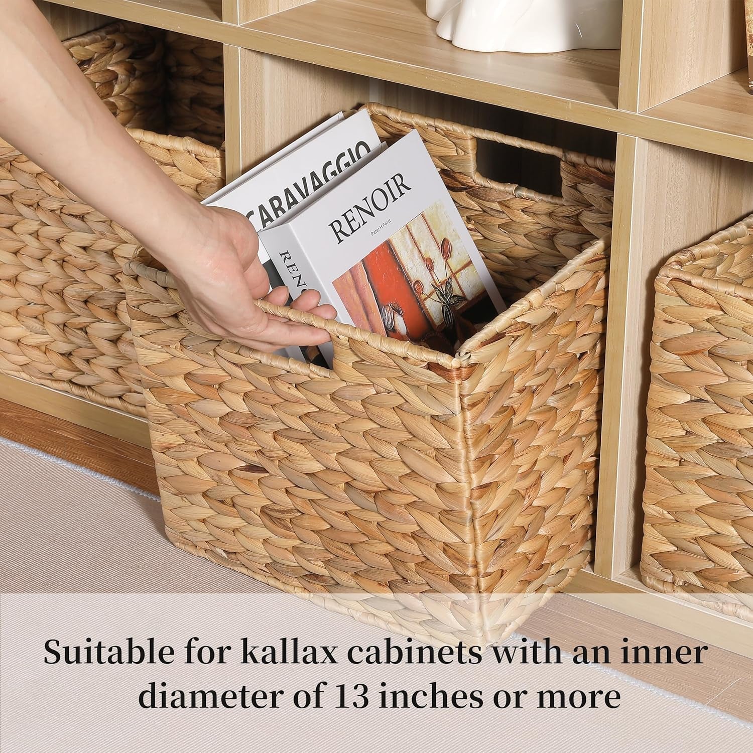Woven water hyacinth storage baskets set of three